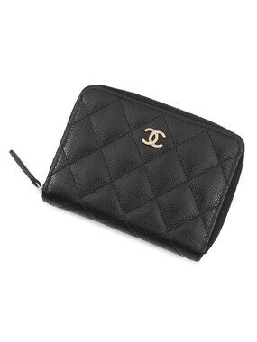Chanel Bifold Wallet Quilted Small CC Logo Caviar Leather